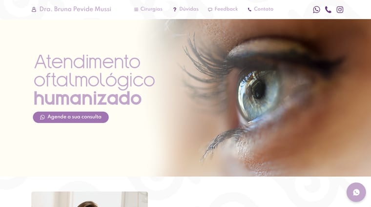 Página inicial do site Dra. Bruna Pevide Mussi