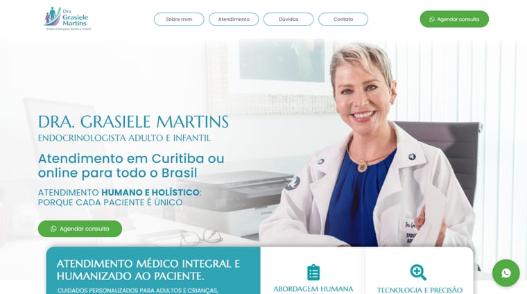 Página inicial do site Dra. Grasiele Martins